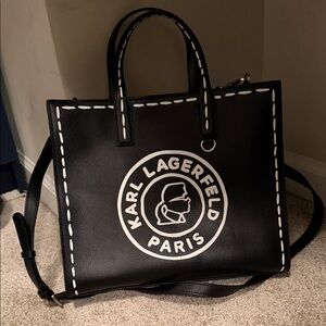 Karl Lagerfeld Black and White Messenger Bag